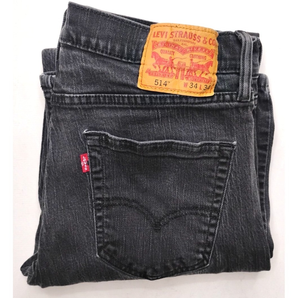 Levi's 514 Straight Fit Jeans Mens 34x34 Cotton Black Solid ( Measures 32x32)